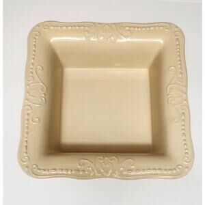 Isabella. Vintage Large Rectangular Beige Stoneware 12" Baking Dish Pan